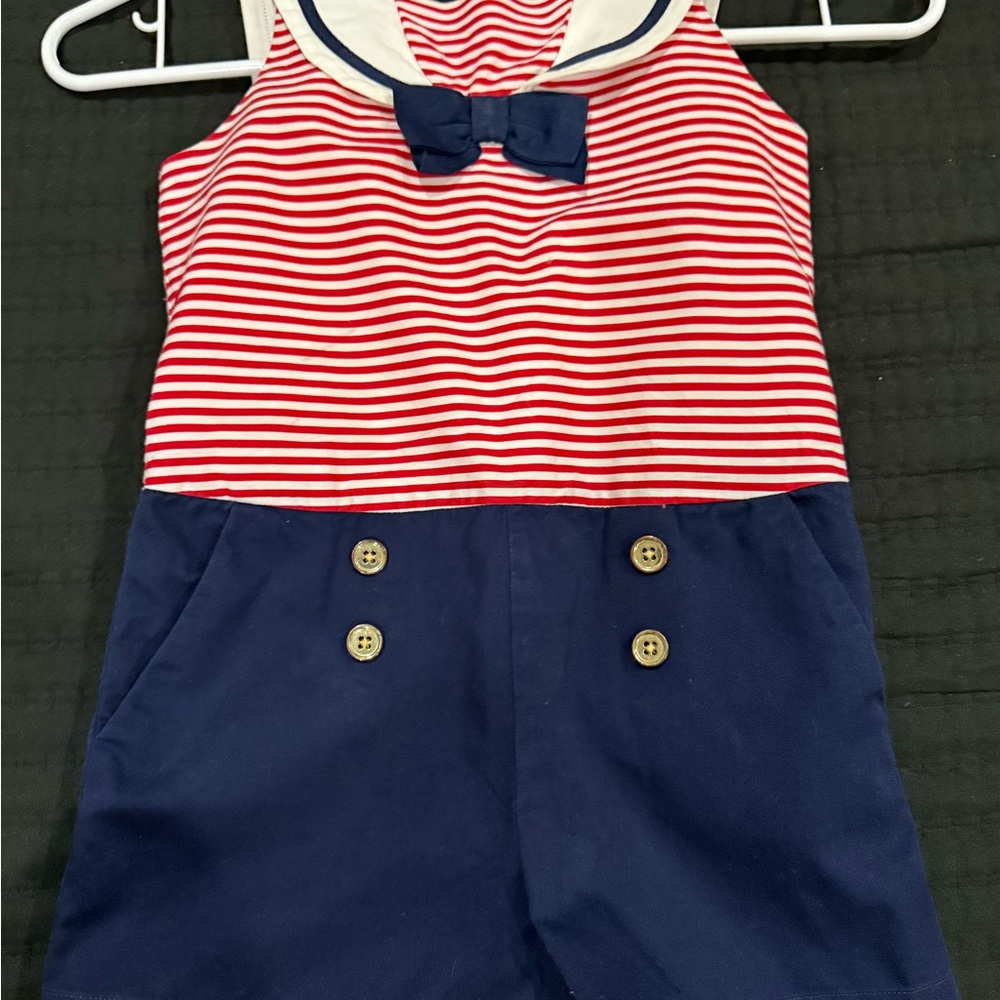 Janie and Jack Red and Blue Striped One Piece